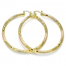 Gold Filled 70mm Extra Large Hoop Earrings Diamond Cutting Finish Tri Tone