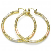 Gold Filled 60mm Large Hoop Earrings Polished Finish Tri Tone