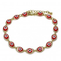 Gold Filled Bracelet Red Eye Of God Design Golden Tone