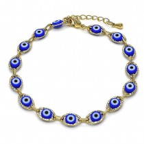 Gold Filled Bracelet Blue Eye Of God Design Golden Tone 