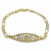 Gold Filled Fancy Bracelet Elephant and Owl Design Polished Finish Tri Tone