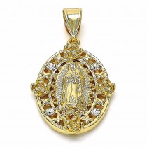 Gold Filled Oval Guadalaupe Design Pendant With Cubic Zirconia