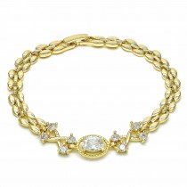Gold Filled Fancy Bracelet with White Cubic Zirconia Polished Golden Finish 6 MM Thickness 7 Inches Length