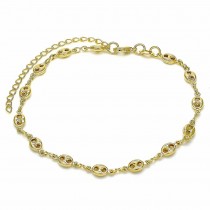 Gold Filled Fancy Anklet Mariner Design Polished Finish Golden Tone