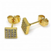 Gold Filled Stud Earring With White Cubic Zirconia Polished Finish Golden Tone