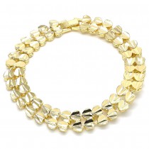 Gold Filled Solid Bracelet Heart Design Diamond Cutting Finish Golden Tone