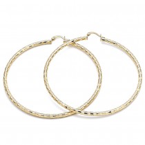 Gold Filled 2x80mm Extra Large Hoop Diamond Cutting Finish Golden Tone