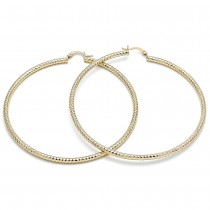 Gold Filled 2x80mm Extra Large Hoop Diamond Cutting Finish Golden Tone