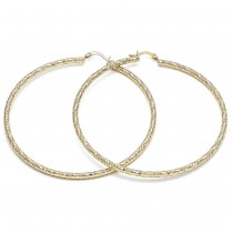 Gold Filled 2x80mm Extra Large Hoop Diamond Cutting Finish Golden Tone
