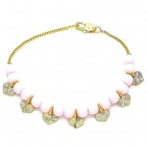 Gold Finish Fancy Bracelet Heart Design Polished Golden Tone