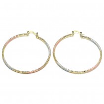 Gold Filled 50mm Medium Hoop Earrings Tri Tone