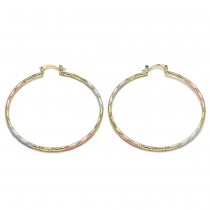 Gold Filled Medium Hoop Earrings Tri Tone 50mm