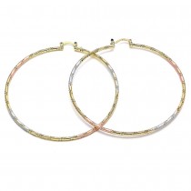 Gold Filled 70mm Medium Hoop Earrings Tri Tone
