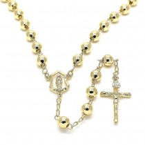Gold Filled Medium Rosary Guadalupe and Crucifix Design Golden Tone