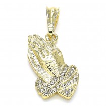 Gold Filled Fancy Pendant With White Crystal Polished Finish Golden Tone