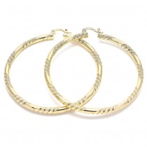 Gold Filled 70mm Extra Large Hoop Earrings Diamond Cutting Finish Golden Tone