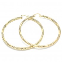 Gold Filled 2x80mm Extra Large Hoop Diamond Cutting Finish Golden Tone