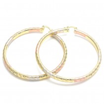 Gold Filled 70mm Extra Large Hoop Earrings Polished Finish Tri Tone