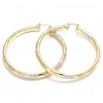 Gold Filled 60mm Large Hoop Earrings Polished Finish Tri Tone