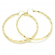 Gold Filled 70mm Extra Large Hoop Earrings Hollow Design Golden Tone