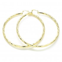 Gold Filled 2x80mm Extra Large Hoop Hollow Design Golden Tone