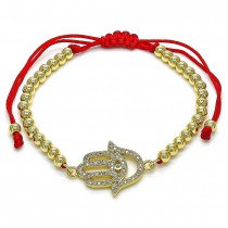 Gold Filled Fancy Bracelet Hand of God and Ball Design With White and Black Micro Pave Polished Finish Golden Tone