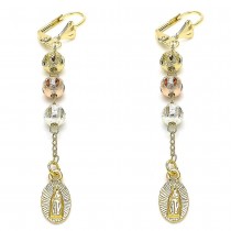Gold Filled Long Earring Guadalupe Polished Finish Design Tri Tone Polished Finish Tri Tone