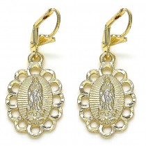 Gold Filled Dangle Earrings Guadalupe Design Golden Tone
