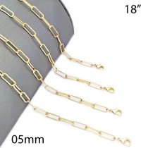 Gold Filled Basic Necklace Paperclip Design Polished Finish Golden Tone