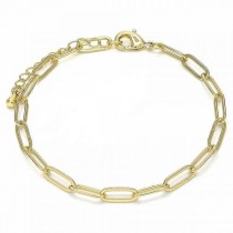 Gold Filled Basic Bracelet Paperclip Design Polished Finish Golden Tone