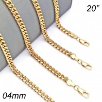 Gold Filled 20 Inches Basic Necklace Miami Cuban Design Polished Finish Golden Tone