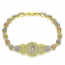 Gold Filled Fancy Bracelet Guadalupe and Leaf Design Polished Finish Tri Tone