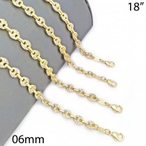 Gold Filled Fancy Necklace Puff Mariner Design With White Micro Pave Polished Finish Golden Tone