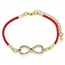 Gold Filled Infinity Design Fancy Bracelet With Multicolor Micro Pave Polished Finish Golden Tone