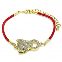 Gold Filled Panther Design Fancy Bracelet With White Micro Pave Polished Finish Golden Tone