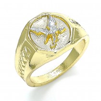 Gold Layered Men's Ring Eagle Design Tri Tone
