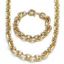 Gold Filled Necklace and Bracelet Rolo Design Polished Finish Golden Tone