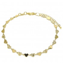 Gold Filled Fancy Anklet Heart Design Polished Finish Golden Tone