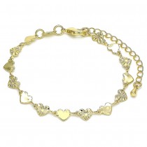 Gold Filled Fancy Bracelet Heart Design Polished Finish Golden Tone