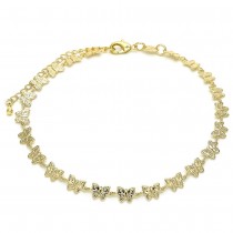 Gold Filled Fancy Anklet Butterfly Design Polished Finish Golden Tone