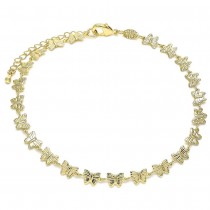 Gold Filled Fancy Anklet Butterfly Design Polished Finish Golden Tone