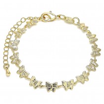 Gold Filled Fancy Bracelet Butterfly Design Polished Finish Golden Tone