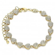Gold Filled Fancy Bracelet Heart Design Polished Finish Golden Tone