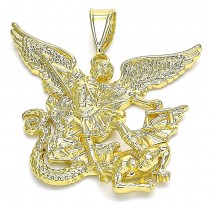 Gold Filled Large Religious Pendant Angel Design Polished Finish Tri Tone