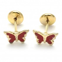 Gold Filled Stud Earring Butterfly Design Golden Tone