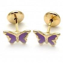 Gold Filled Stud Earring Butterfly Design Golden Tone