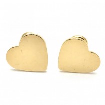 Gold Filled Stud Earring Heart Design Polished Finish Golden Tone