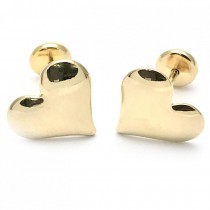 Gold Filled Stud Earring Heart Design Golden Tone