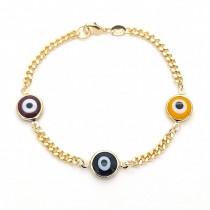 Gold Filled God Of Eye Design Multicolor Bracelet Golden Tone