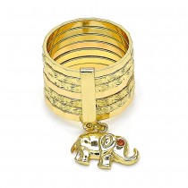 Gold Filled Multi Stone Ring Semanario and Elephant Design With Cubic Zirconia Gold Tone